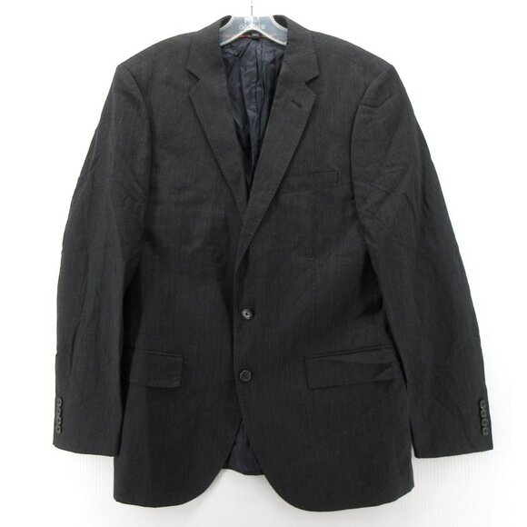 J Crew Sport Coat 40 Charcoal Wool Linen Blazer Pinstripe Jacket Lined - Picture 1 of 14